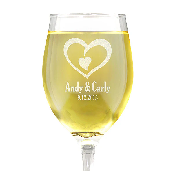 Double Heart Design Wine 410ml Glass - Image 2