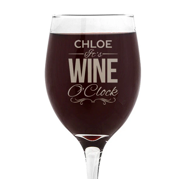 Wine O'Clock Design Wine 410ml Glass - Image 3