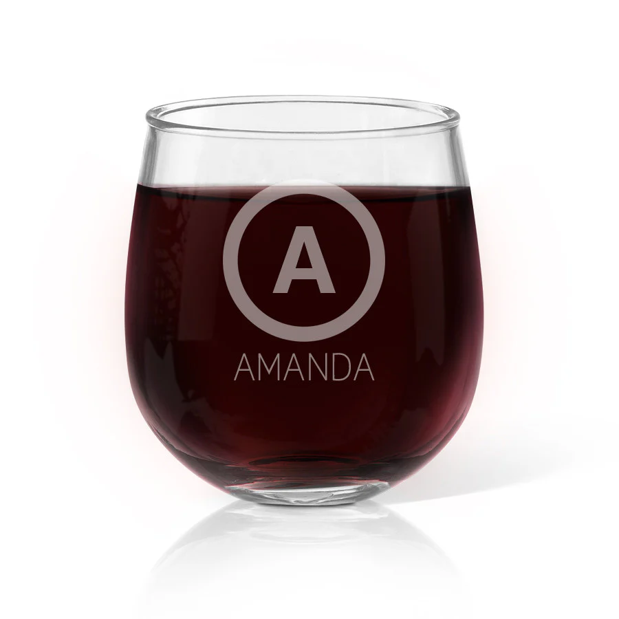 Initial Stemless Wine Glass - Image 2