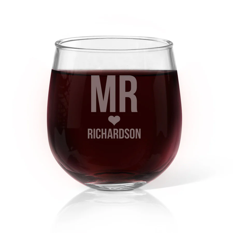 Mr Love Stemless Wine Glass - Image 2