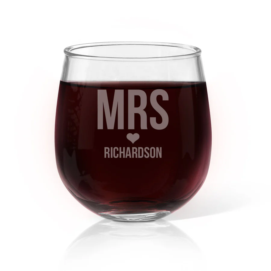 Mrs Love Stemless Wine Glass - Image 2