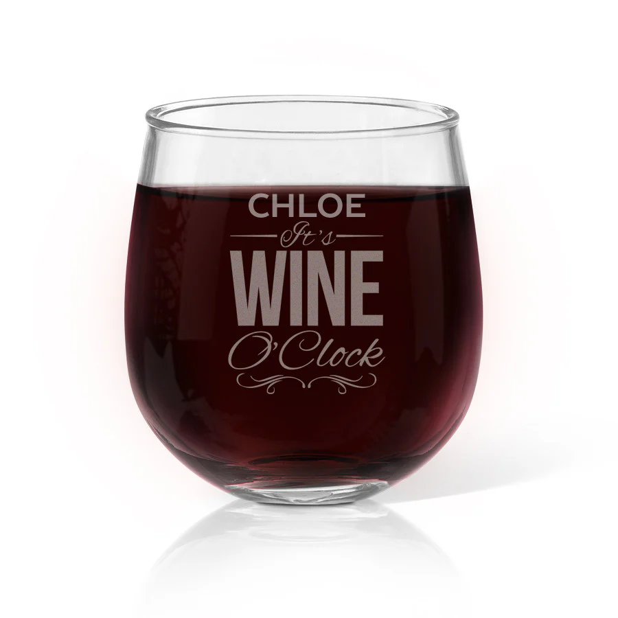 Wine O'Clock Stemless Wine Glass - Image 2